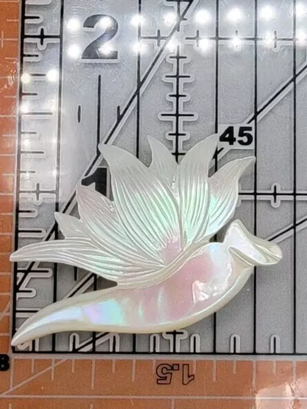 Vintage Mother Of Pearl Carved Dove Brooch Bird in Flight Irridescent MOP